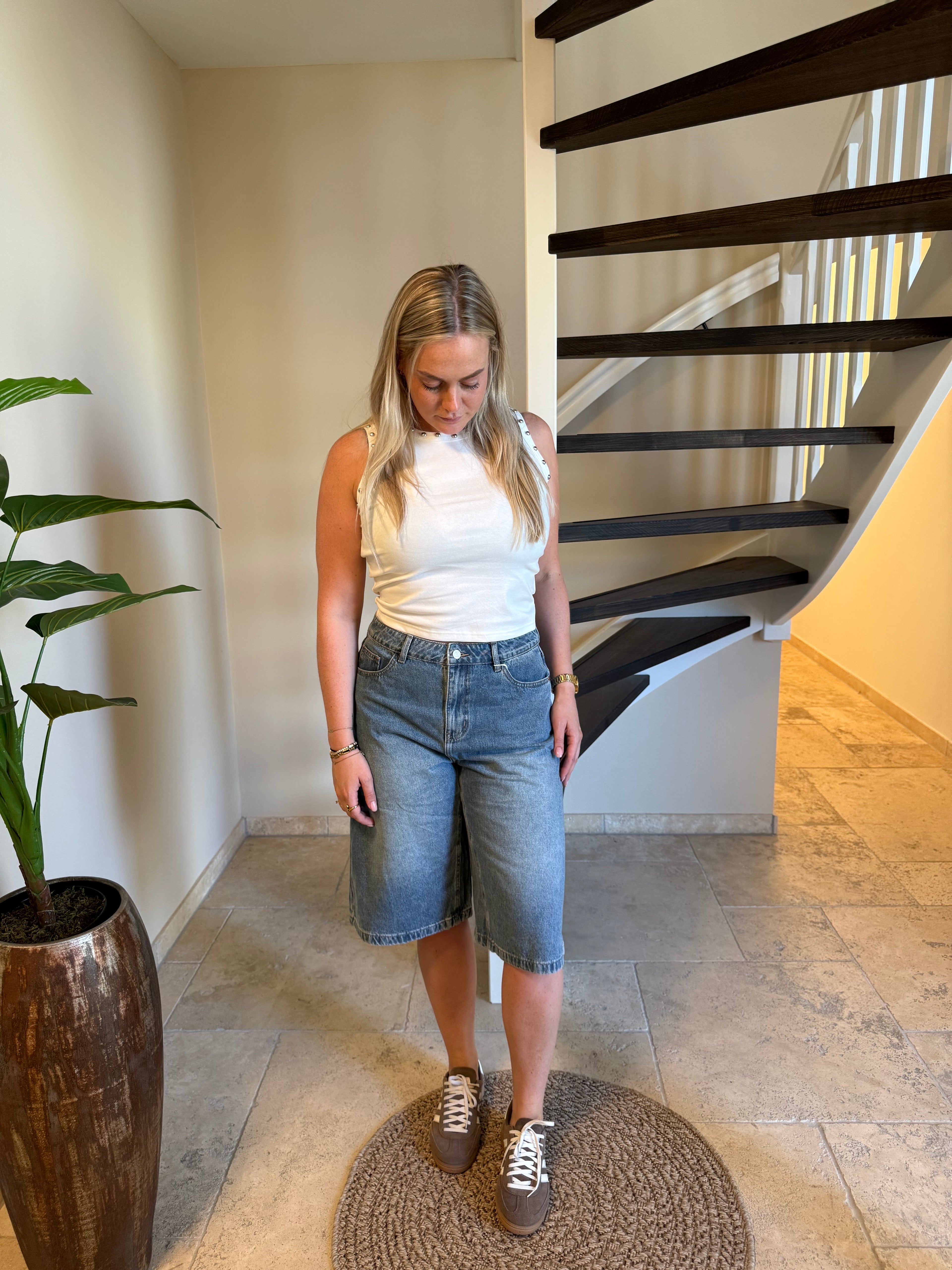 Top met studs | Wit