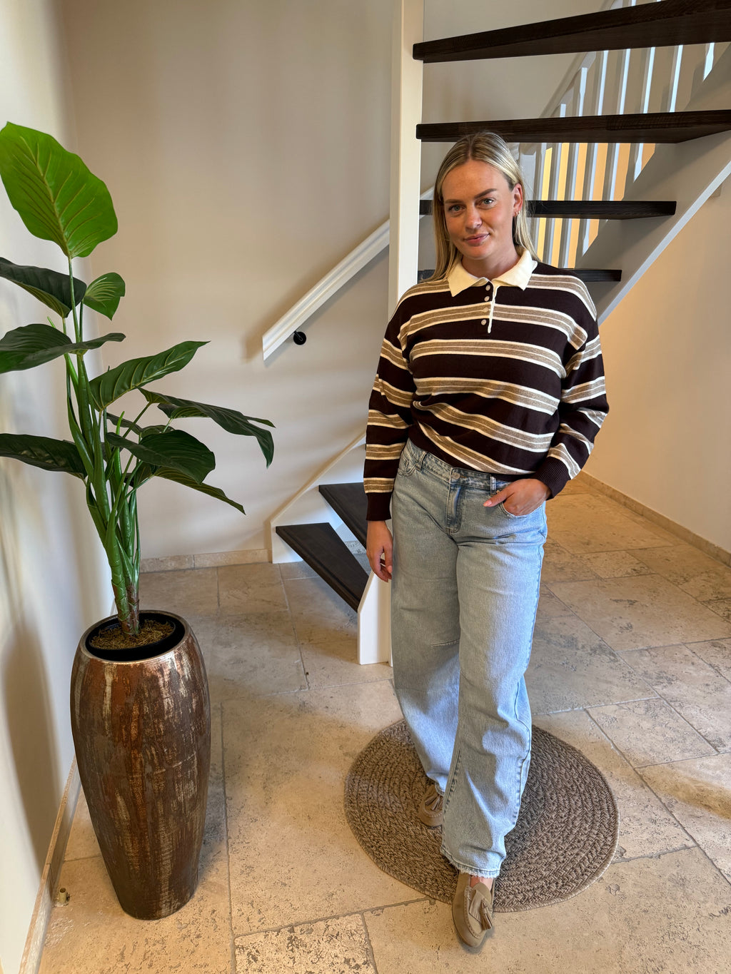 Gestreepte trui | Bruin