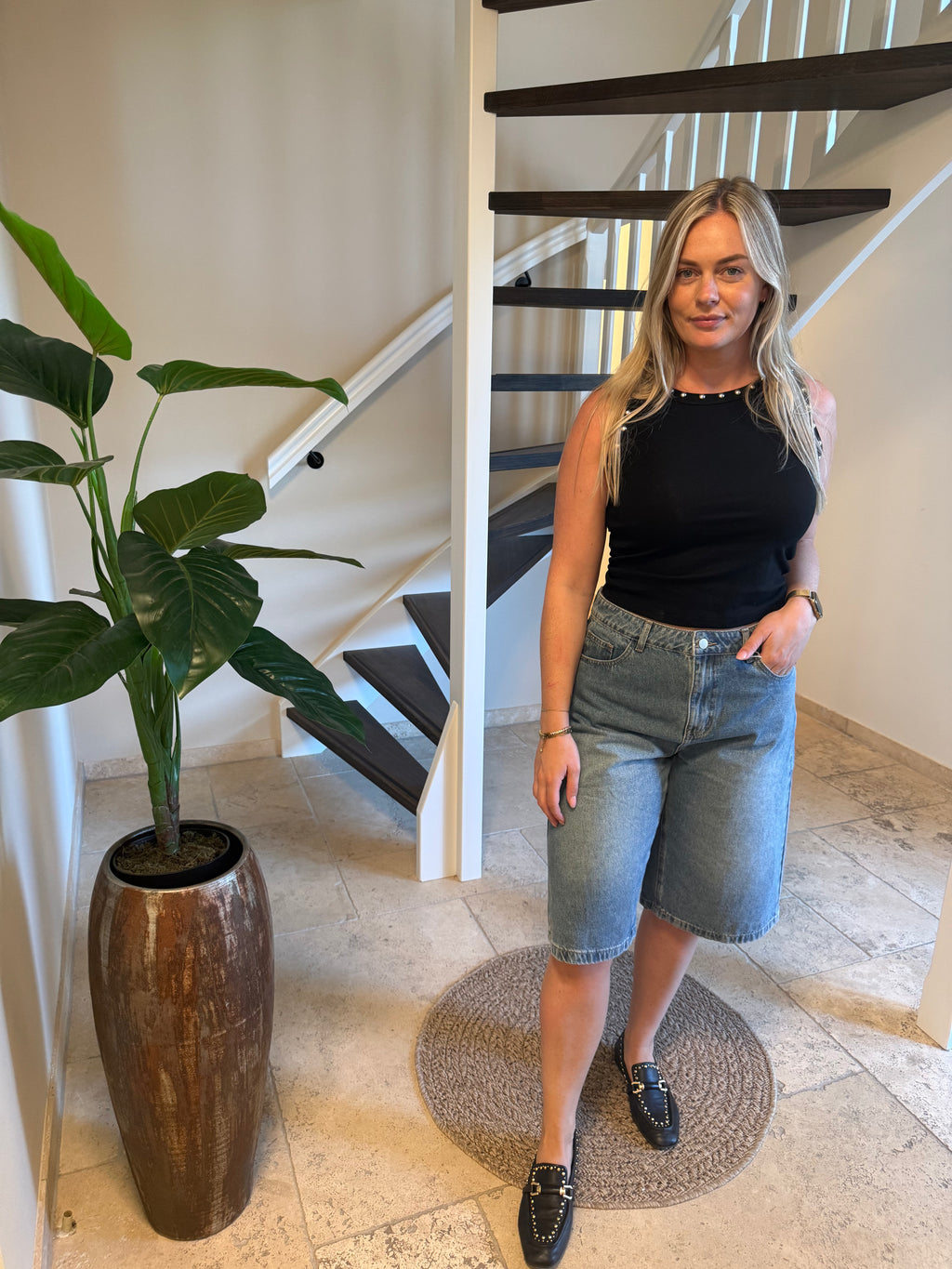 Top met studs | Zwart